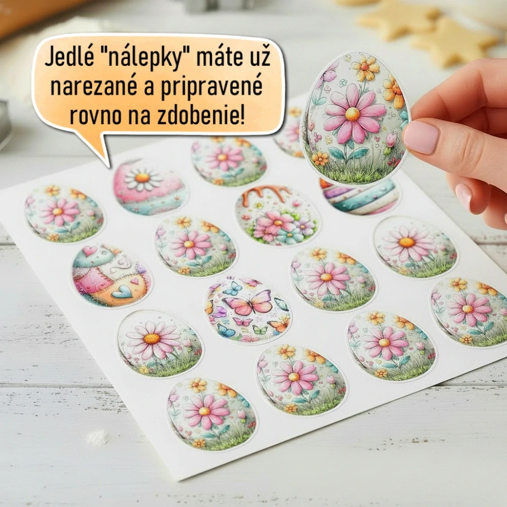 Fondánové nálepky s presným vykrajovačom - Veľkonočný set V04