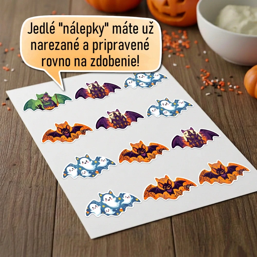 Fondánové nálepky s presným vykrajovačom - Halloween set H03