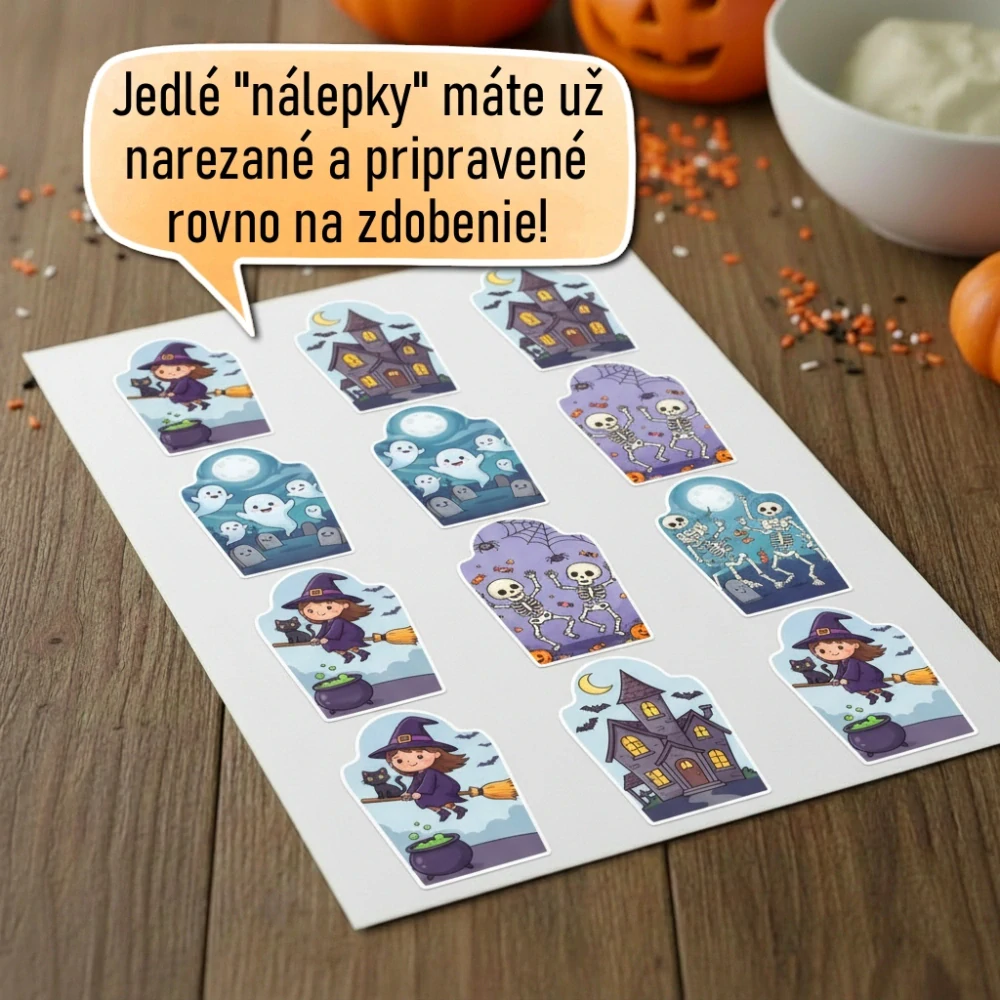 Fondánové nálepky s presným vykrajovačom - Halloween set H02
