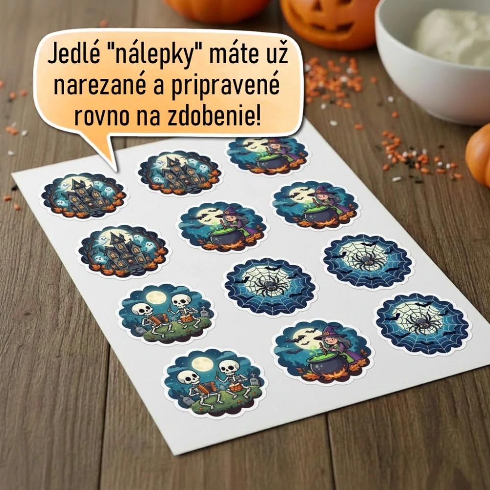 Fondánové nálepky s presným vykrajovačom - Halloween set H01