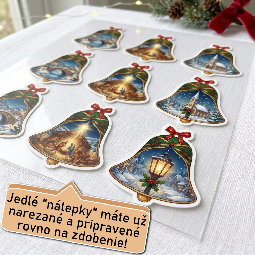 Fondánové nálepky s presným vykrajovačom - Vianoce set S04