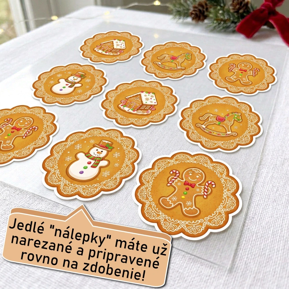 Fondánové nálepky s presným vykrajovačom - Vianoce set S03