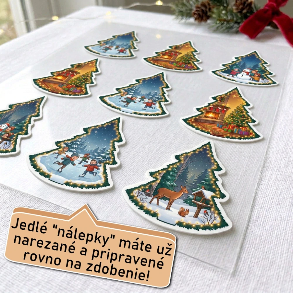 Fondánové nálepky s presným vykrajovačom - Vianoce set S02