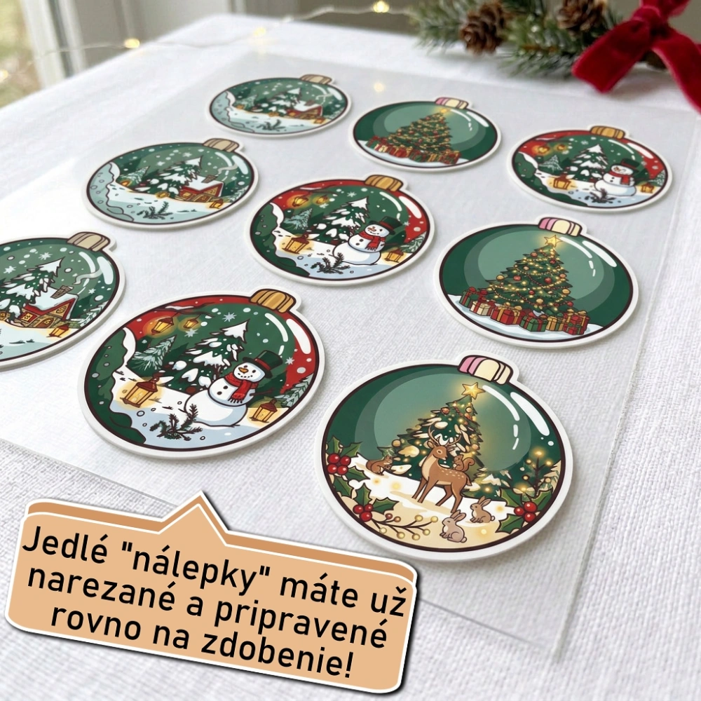 Fondánové nálepky s presným vykrajovačom - Vianoce set S01