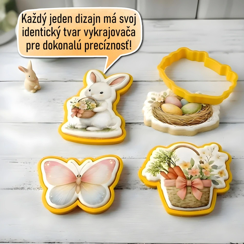 Fondánové nálepky s presným vykrajovačom - Veľkonočný set V02