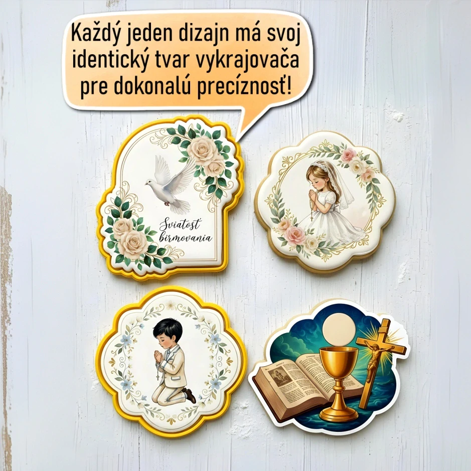 Fondánové nálepky s presným vykrajovačom - Prijímanie set P01