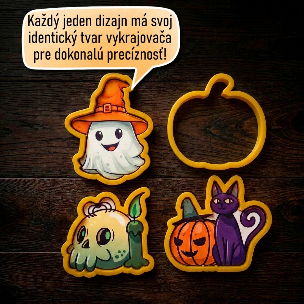 Fondánové nálepky s presným vykrajovačom - Halloween set H02