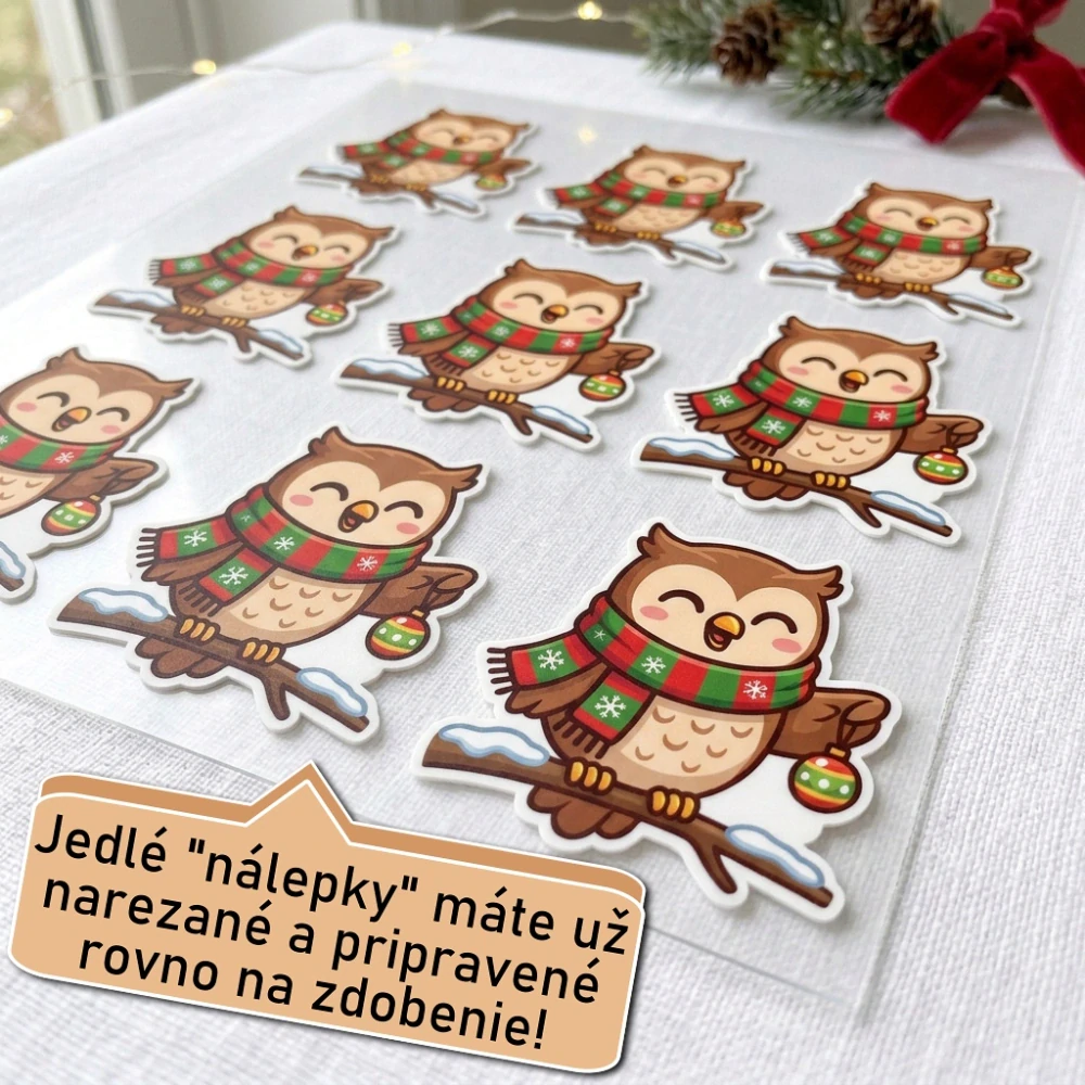 Fondánové nálepky s presným vykrajovačom S30 - Sovička na konári typ 2