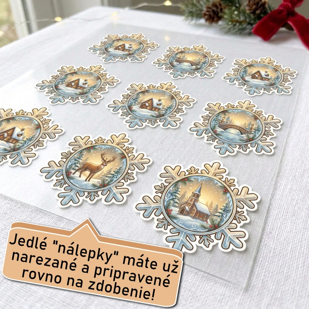 Fondánové nálepky s presným vykrajovačom - Vianoce set S05