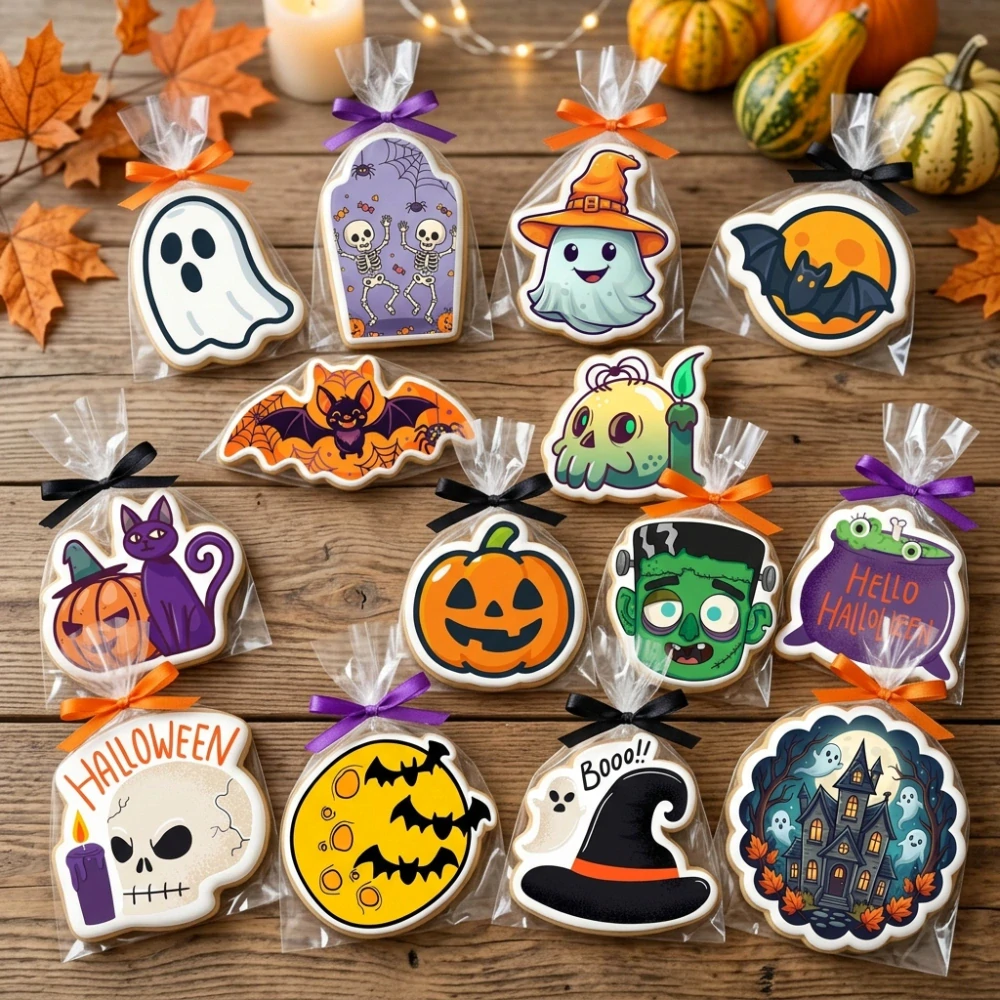 Fondánové nálepky s presným vykrajovačom - Halloween set H02