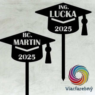 Promočná čiapka s menom - Viacfarebný zápich