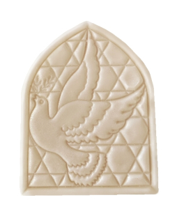 Cukrová dekorácia Kostolné okno s holubicou 1 ks