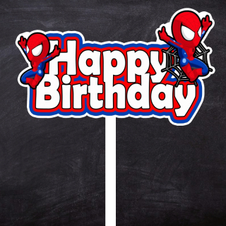 Zápich Spiderman nápis "Happy Birthday"