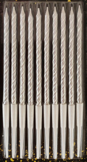 Metalické sviečky Long Twist STRIEBORNÉ 10 ks