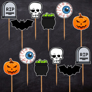 Halloween Farebné zápichy 12 ks typ2