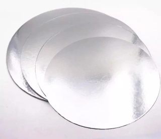 Kartónová strieborná podložka kruh 35 cm