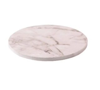 Pevný BIELY MRAMOR 1 cm hrubý podnos KRUH 36 cm