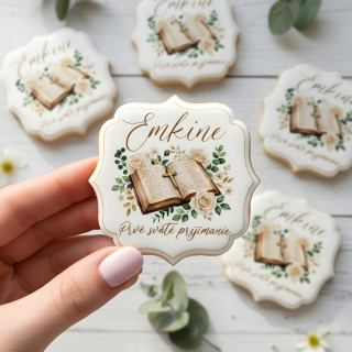 Fondánové nálepky s presným vykrajovačom P04 - Kniha s menom