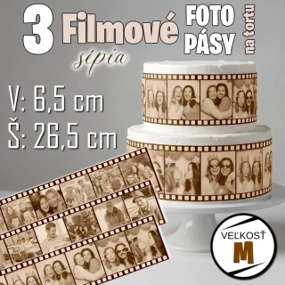 Jedlé fotopásy na tortu – sépia (Veľkosť M)