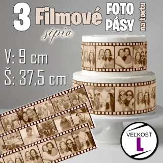 Jedlé fotopásy na tortu – sépia (Veľkosť L)