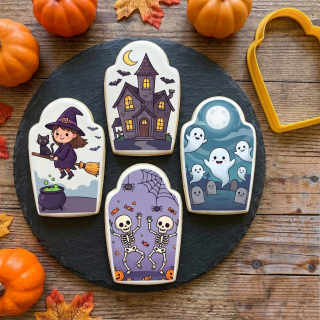 Fondánové nálepky s presným vykrajovačom - Halloween set H02